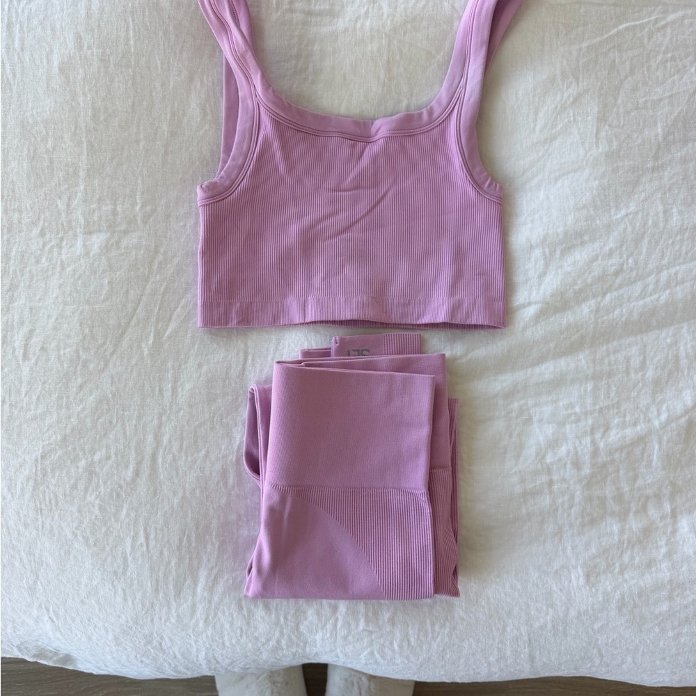 SET Active Pink Ribbed Crop Top - Picture 4 of 4